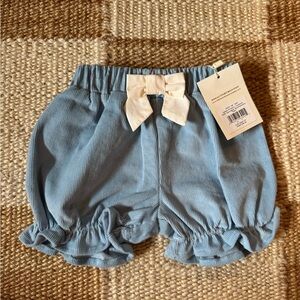 NWT Beaufort Bonnet Blue Ruffled Baby Shorts with Bow